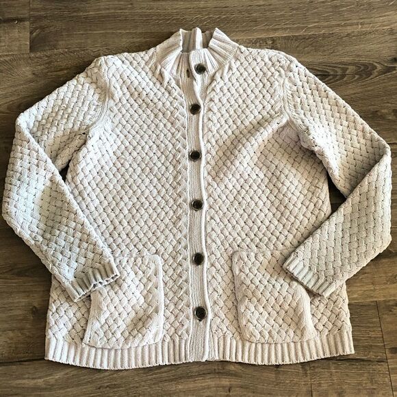 𝅺J. Jill chenille basket weave oversized sweater cardigan size XS - Picture 1 of 11